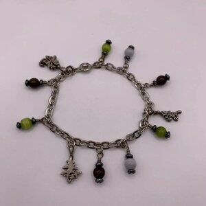#159 Vintage silver  tone charm bracelet